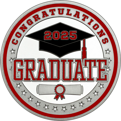 Maroon "Congratulations Graduate" with Maroon 2025, Rim, Tassel & Ribbon